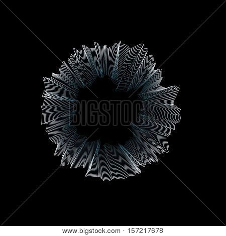 Isolated abstract round shape drapery logo. Wavy texture logotype. Unusual crumpled icon. Vector illustration