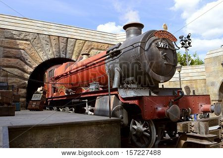 Universal Studios Resort Orlando Florida USA - October 24 2016: The Wizarding World of Harry Potter Hogwarts Express