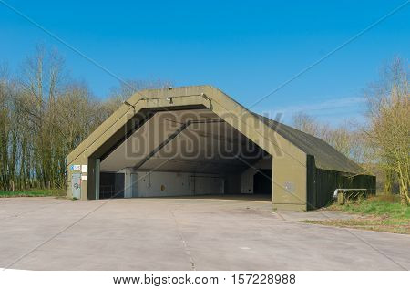 abandoned aircraft bunker on the former military airbase Twente in the netherlands