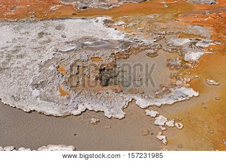 Colorful Thermal Pool in the Wilderness of the Shoshone Basin in Yellowstone National Park in Wyoming