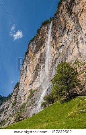 Staubbach Falls Near Lauterbrunnen, Switzerland