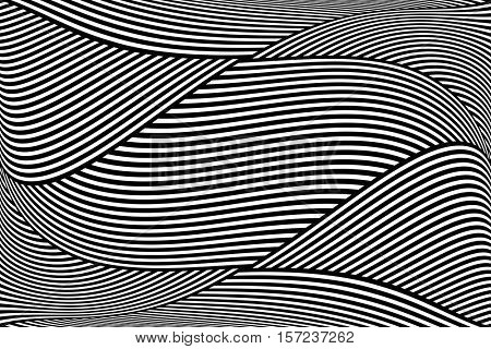Op art wavy lines pattern. Abstract background. Vector illustration.