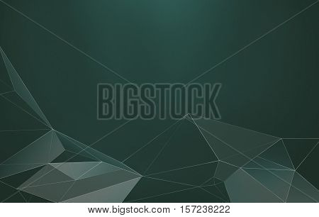 Abstract polygonal low poly green background with connecting lines