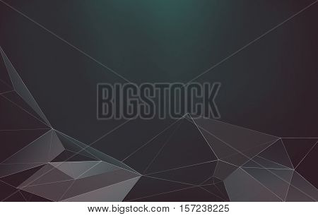 Abstract polygonal low poly dark background with connecting lines