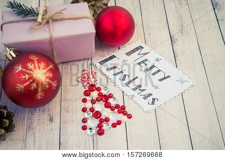 red Christmas toys and Christmas tree from rhinestones