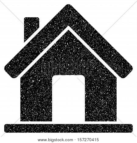 Home grainy textured icon for overlay watermark stamps. Flat symbol with dust texture. Dotted vector black ink rubber seal stamp with grunge design on a white background.