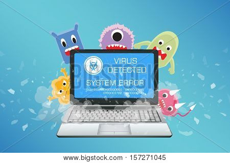 a broken laptop with virus computer detect