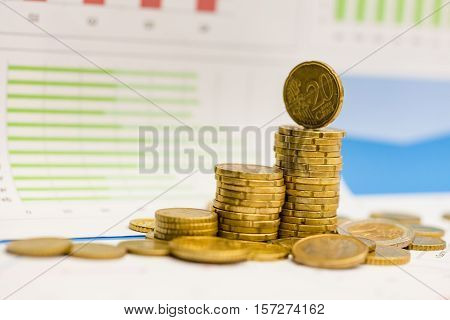 Euro Cents And Graph.