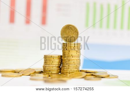 Euro Cents And Graph.