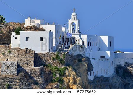 Mandraki town and monastery on island Nissyros,Greece