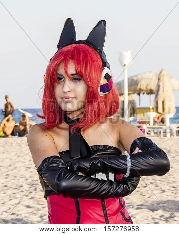 QUARTU S.E., ITALY - August 2, 2015: Beach Cosplay Party - costume parade held at the Marlin Club of Poetto Beach - Sardinia