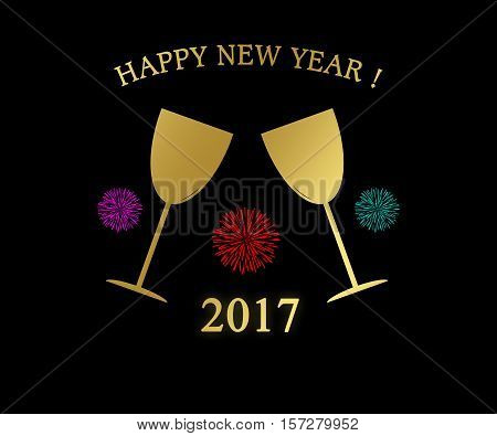 HAPPY NEW YEAR 2017 Graphic with colorful Fireworks.