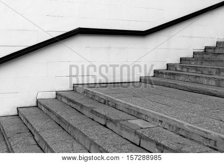 Stairway with handrail. Architectural background and view