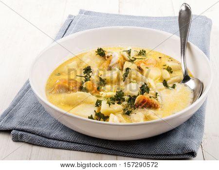 specialty from scotland freshly cooked cullen skink with parsley