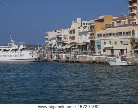 the sea promenade of Agios Nikolaus Crete Greece