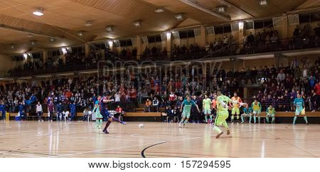 VALENCIA, SPAIN - NOVEMBER 8th: Buendia shots a penalty during Spanish King Cup match between Levante UD FS and FC Barcelona at Cabanyal Stadium on November 8, 2016 in Valencia, Spain