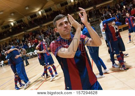 VALENCIA, SPAIN - NOVEMBER 8th: Levante team during Spanish King Cup match between Levante UD FS and FC Barcelona at Cabanyal Stadium on November 8, 2016 in Valencia, Spain