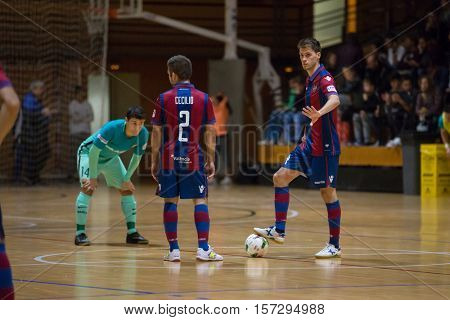 VALENCIA, SPAIN - NOVEMBER 8th: Various players during Spanish King Cup match between Levante UD FS and FC Barcelona at Cabanyal Stadium on November 8, 2016 in Valencia, Spain