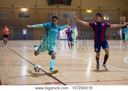 VALENCIA, SPAIN - NOVEMBER 8th: Aicardo with ball during Spanish King Cup match between Levante UD FS and FC Barcelona at Cabanyal Stadium on November 8, 2016 in Valencia, Spain