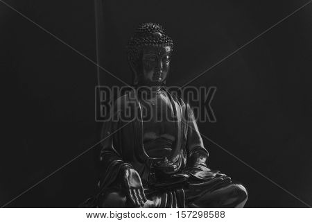 Decorative Buddha Statue, Buddha In The Background Of Incense, Shakyamuni Attained Enlightenment. Th