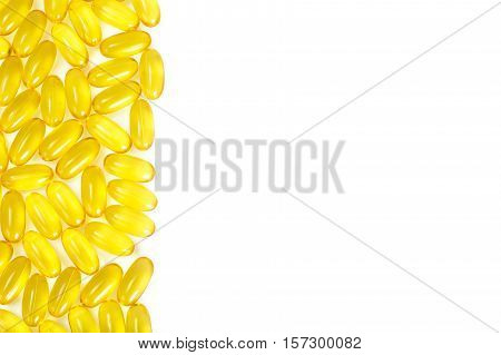 Omega3 Extra capsules from Fish Oil on white background. Studio Photo