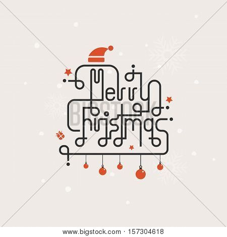 Merry Christmas lettering icon abstract background.Hand drawn ypography poster.Merry Christmas vector vintage style calligraph