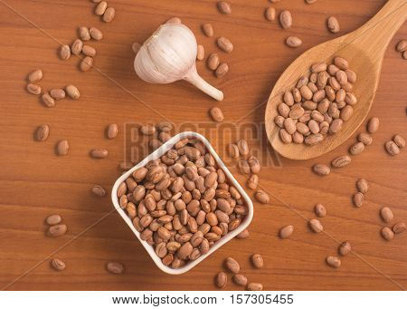 Carioca Kidney Beans over a wooden table