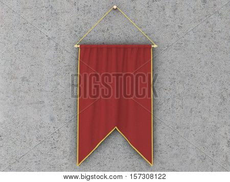 Pennant Hanging On A Wall. Include Clipping Path.