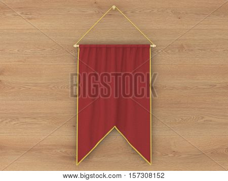 Pennant Hanging On A Wall. Include Clipping Path.