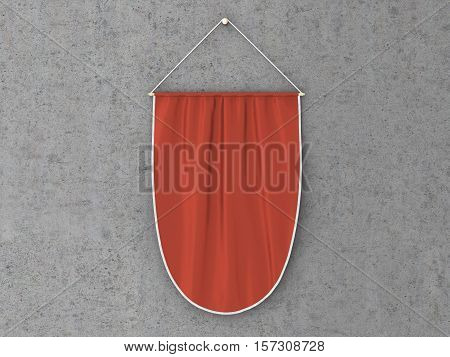 Pennant Hanging On A Wall. Include Clipping Path.
