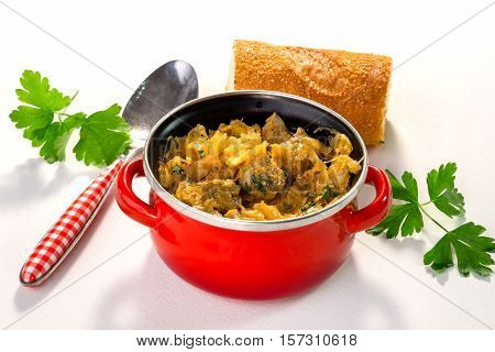 Homemade segedin Goulash-cabbage stew with beef .