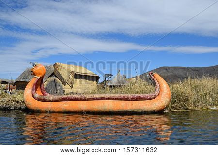 A floating island, built by inmigrants that scaped from Bolivia to Peru. They were running from slavery in their country. they are auto-sufficient and the main economic source is tourism.