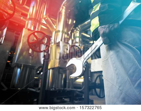 Industrial Worker With Spanner At штвгыекшфд Factory