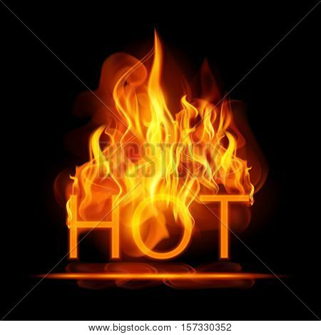 Abstract fire flames vector background. Illustration Hot Fire with glowing text in flames. EPS 10