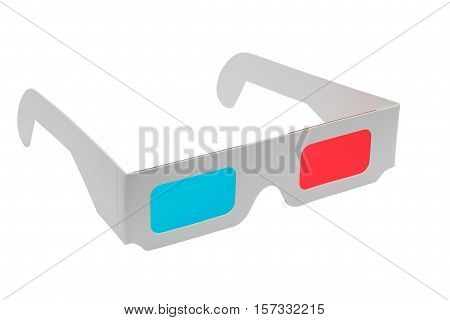Cardboard 3D glasses isolated on white background