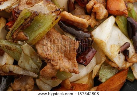 Chinese Food. Hot Pork With Vegetables