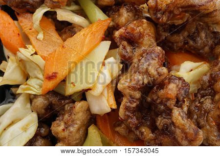 Chinese Food. Hot Dry Veal With Vegetables