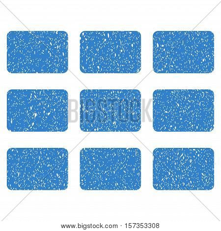 Rectangles Grid grainy textured icon for overlay watermark stamps. Flat symbol with dirty texture. Dotted vector cobalt ink rubber seal stamp with grunge design on a white background.