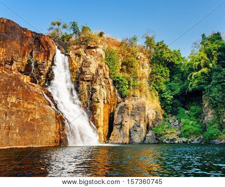 Amazing View Of Natural Waterfall With Crystal Clear Water