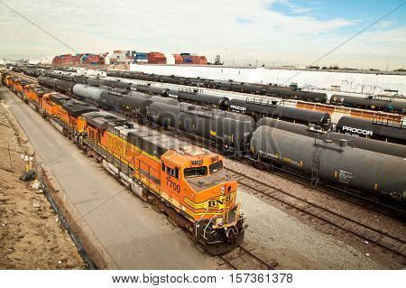 Industrial Train Yard In Wilmington, Ca