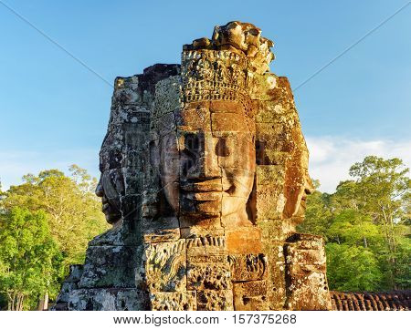 Enigmatic Face-tower Of Bayon Temple In Angkor Thom, Cambodia