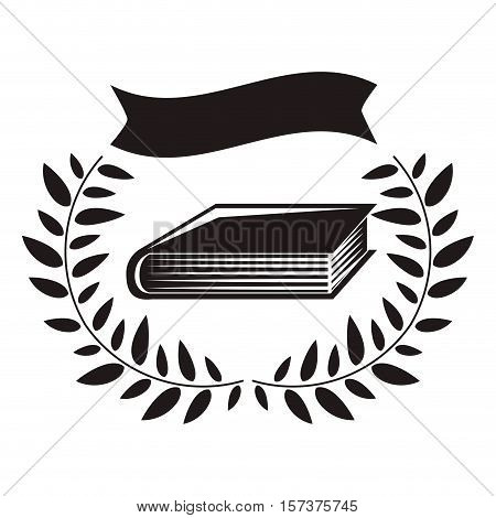 black silhouette half crown with label and book vector illustration