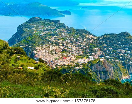 Capri island in a beautiful summer day in Italy