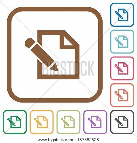 Edit simple icons in color rounded square frames on white background