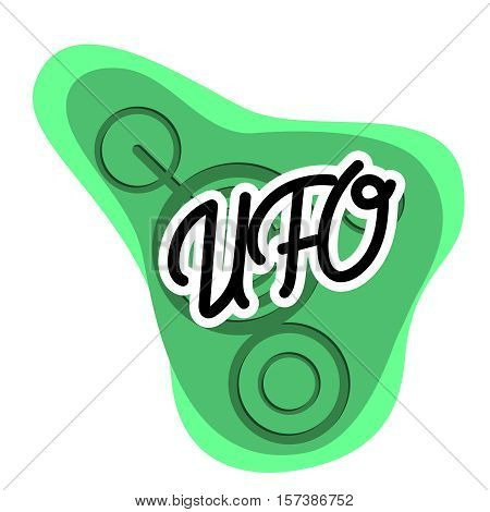 Color vintage ufo emblem. UFO cocept. Vintage style. Vector illustration