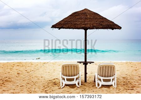 Sandy Coastine With Chaise-longue