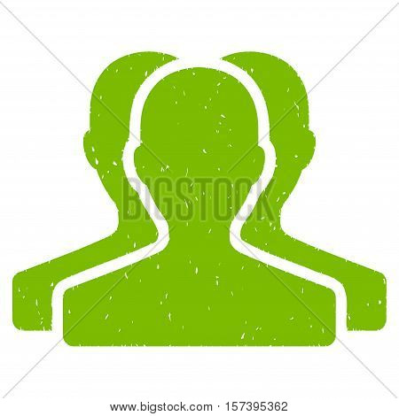 Customer Group grainy textured icon for overlay watermark stamps. Flat symbol with unclean texture. Dotted vector eco green ink rubber seal stamp with grunge design on a white background.