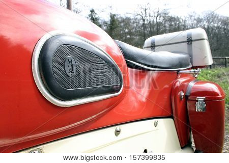 Ariel Leader 1961 249cc, Photographed at Coleford Carnival of Transport, England. 13th April 2009. (nearside close up)