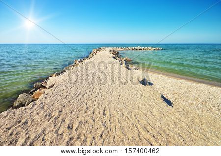 Seashore stones. Beautiful seascape. beautiful rocky seashore. Stones on coast. Nature composition
