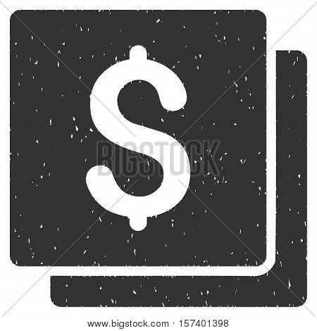Finances grainy textured icon for overlay watermark stamps. Flat symbol with scratched texture. Dotted vector gray ink rubber seal stamp with grunge design on a white background.